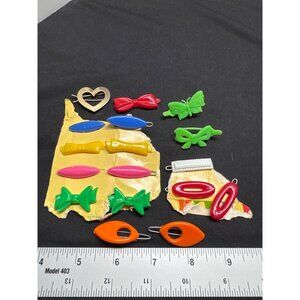Vintage Tilton & Cook Plastic Hair Clip Set -  Assorted Styles & Colors - Retr